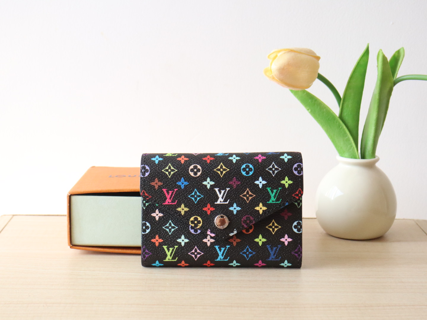 Louis Vuitton M14163 LV x TM Victorine Wallet Multicolored Black