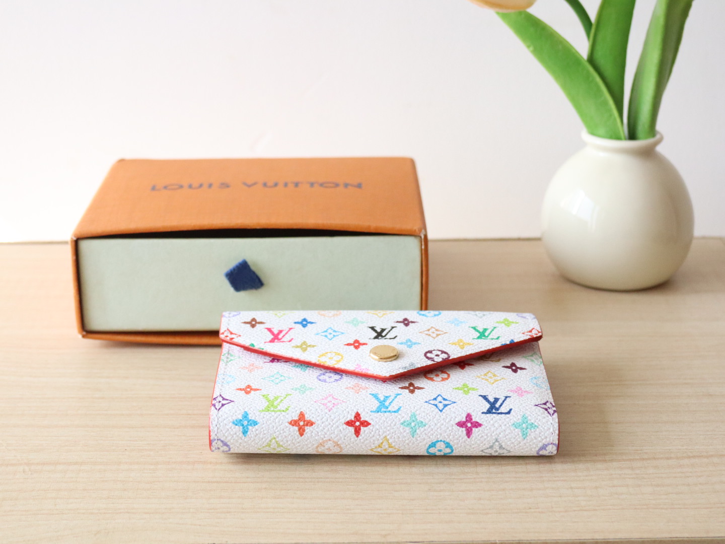 Louis Vuitton M14163 LV x TM Victorine Wallet Multicolored White