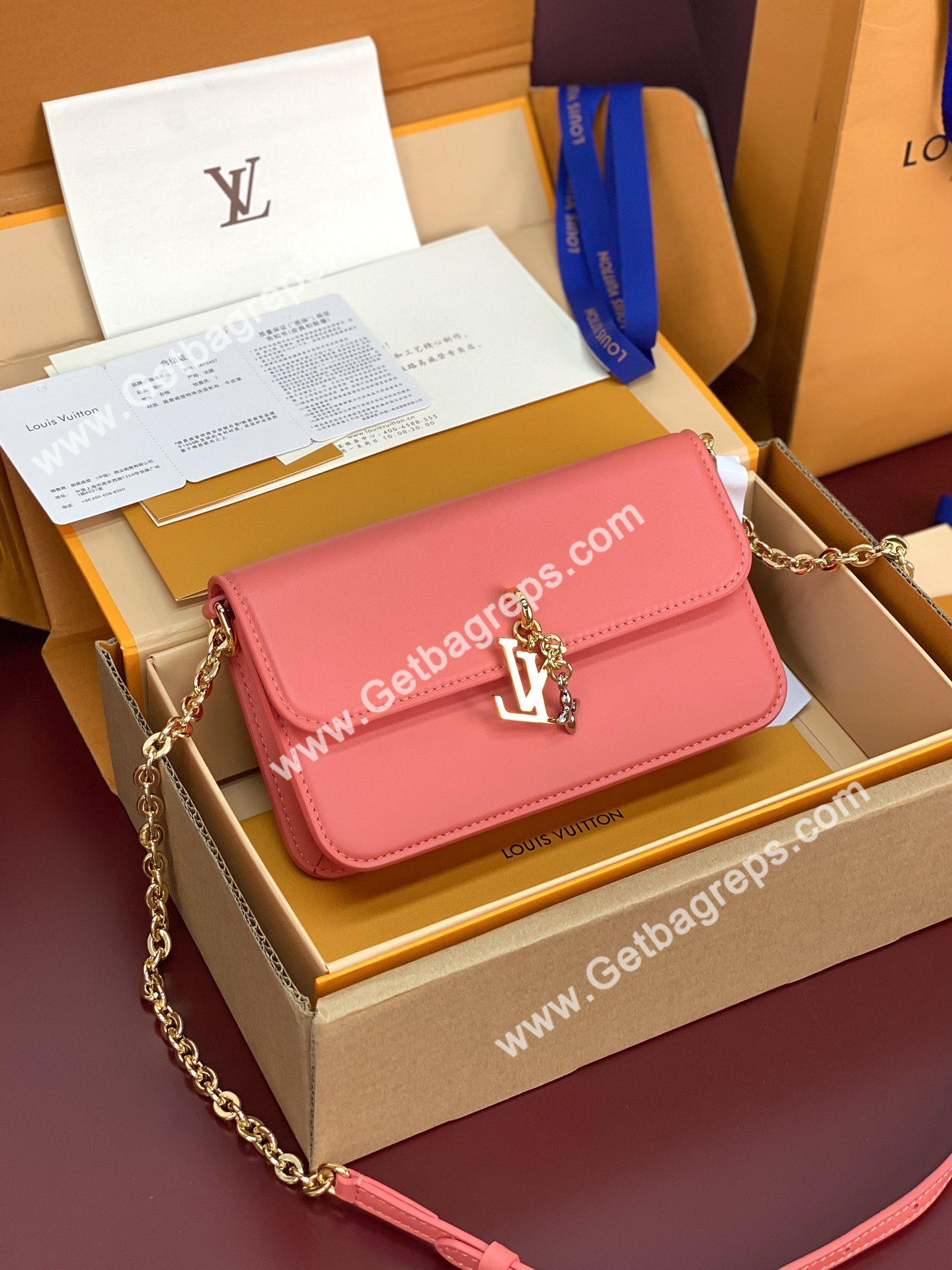 Louis Vuitton M14548 Wallet On Chain LV Bloom LOUIS VUITTON Sweet Coral