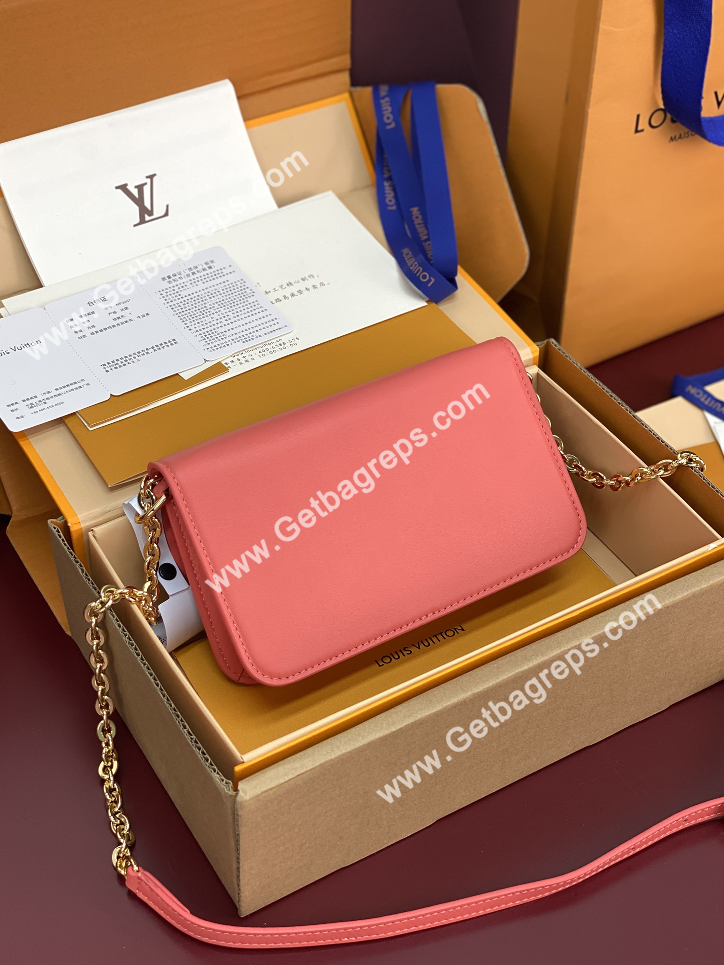 Louis Vuitton M14548 Wallet On Chain LV Bloom LOUIS VUITTON Sweet Coral