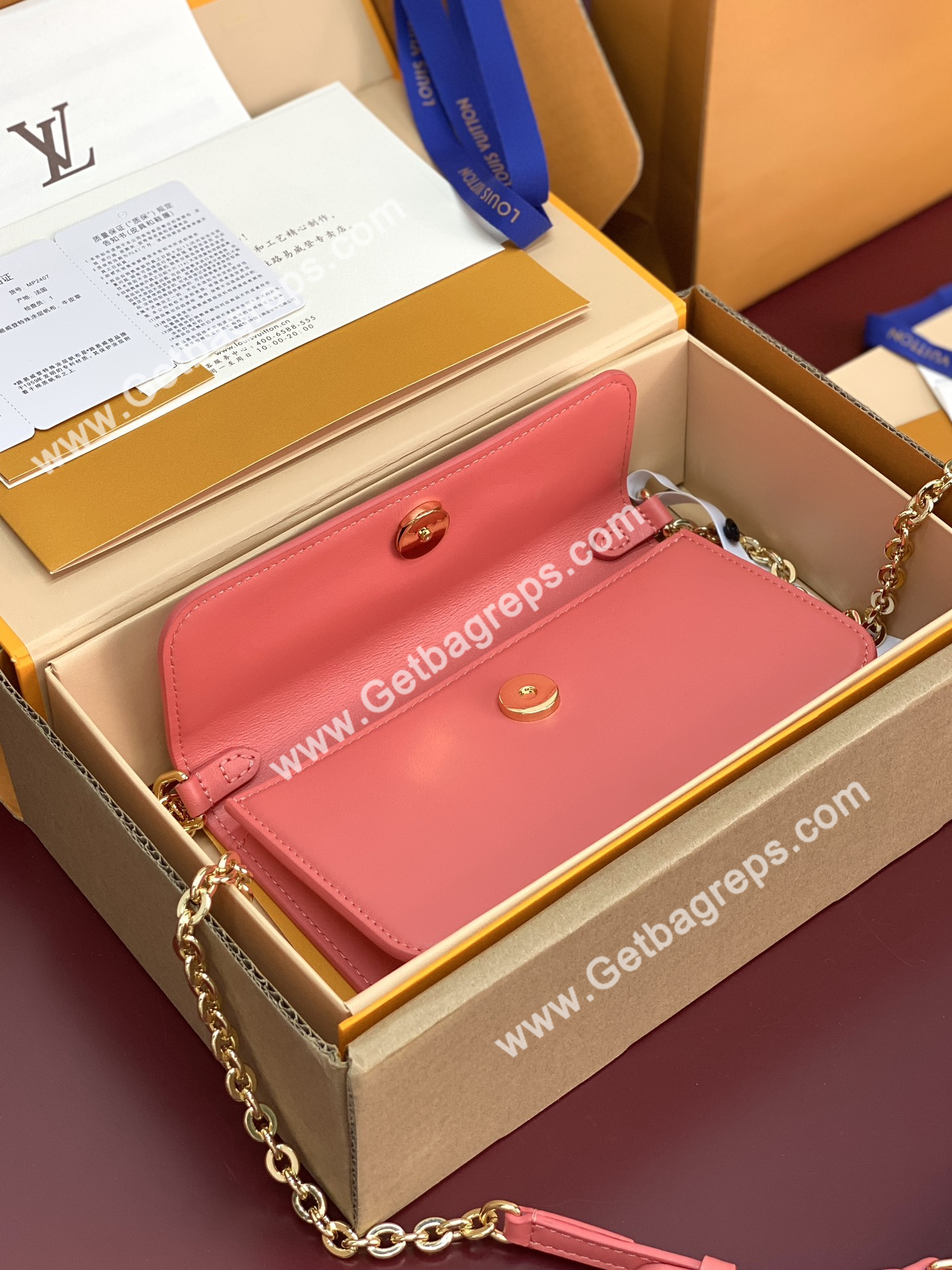 Louis Vuitton M14548 Wallet On Chain LV Bloom LOUIS VUITTON Sweet Coral
