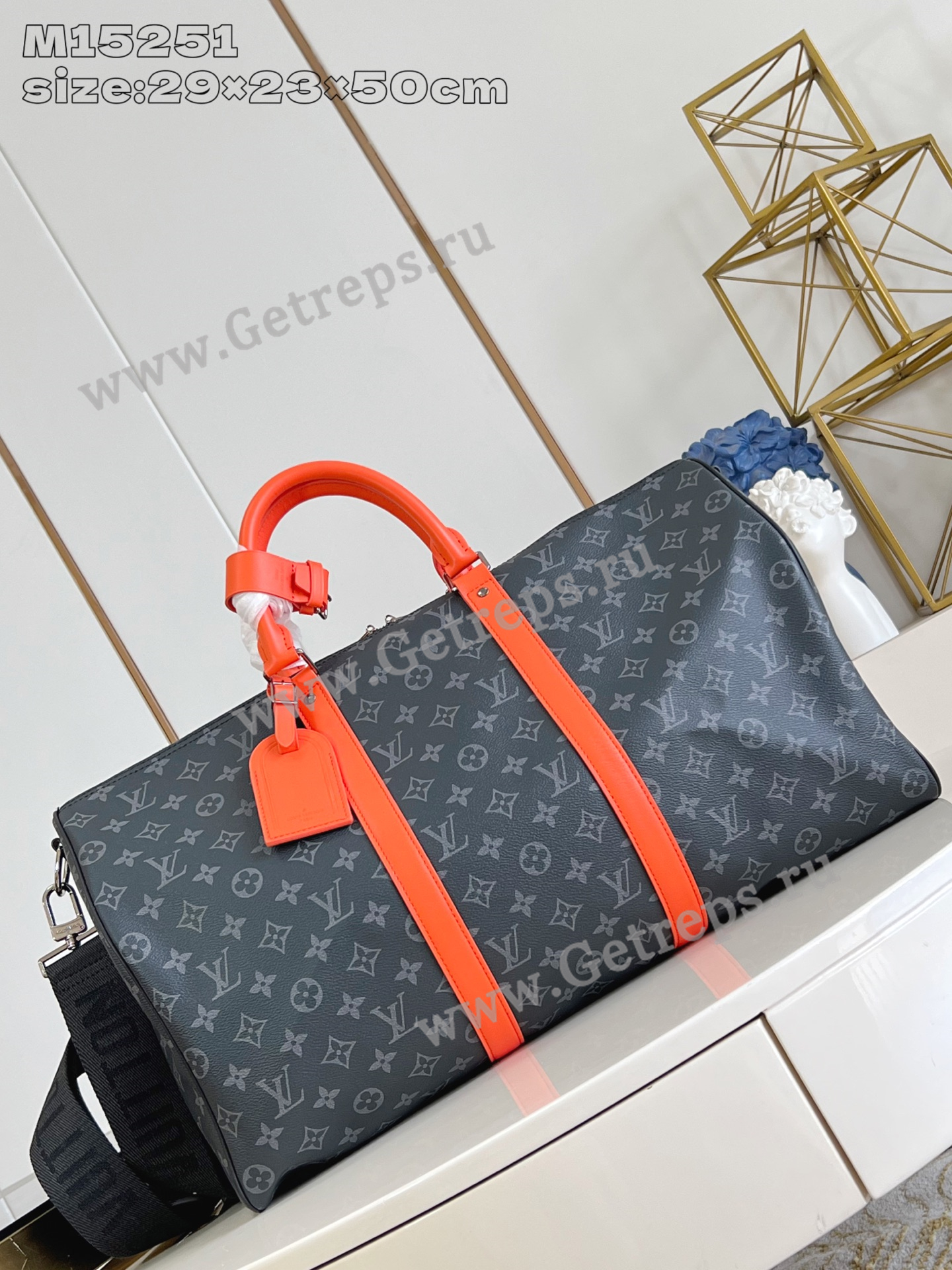 Louis Vuitton M15253 Keepall Bandouliere 50 Black Monogram Eclipse Coated Canvas