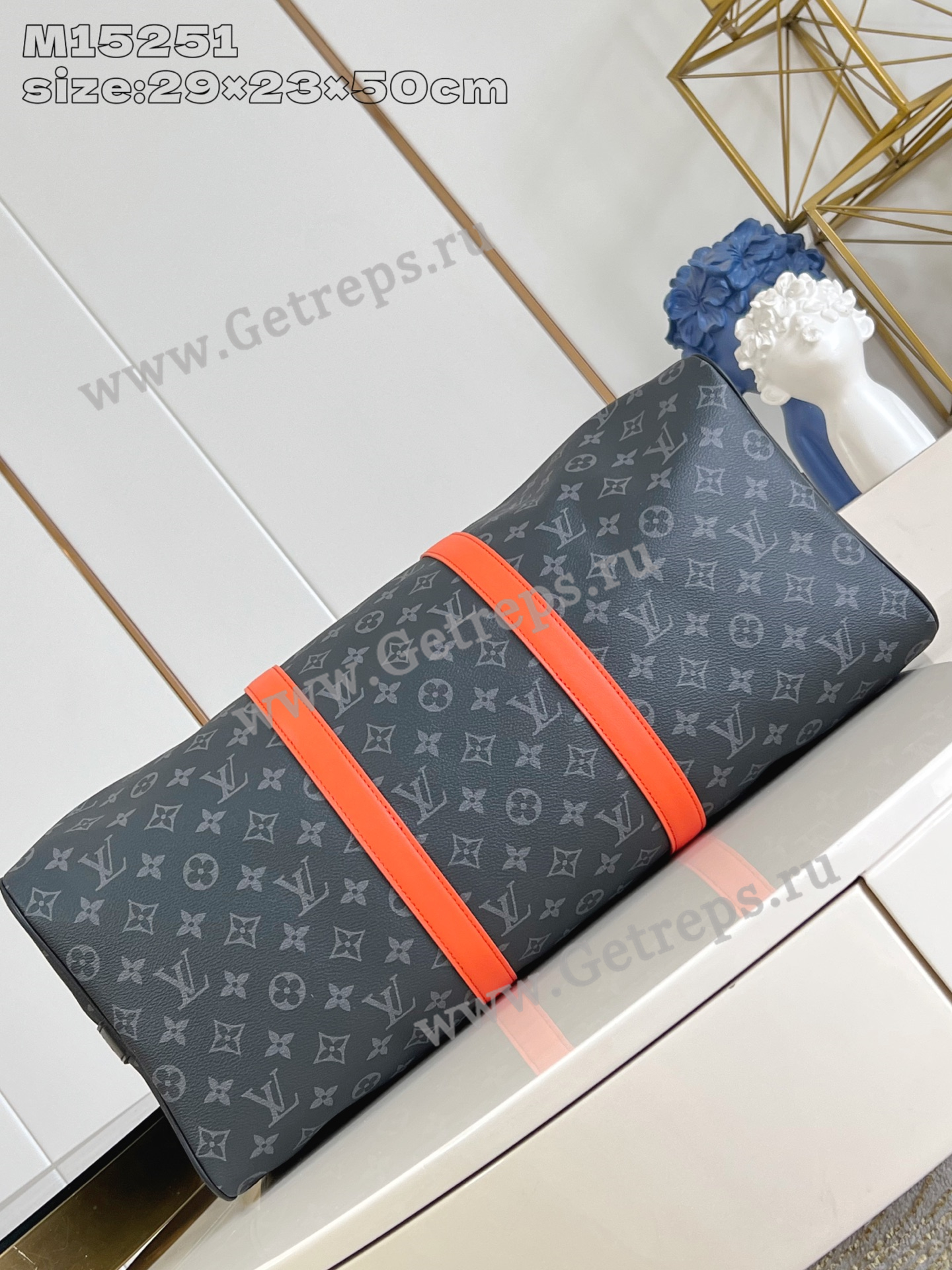 Louis Vuitton M15253 Keepall Bandouliere 50 Black Monogram Eclipse Coated Canvas