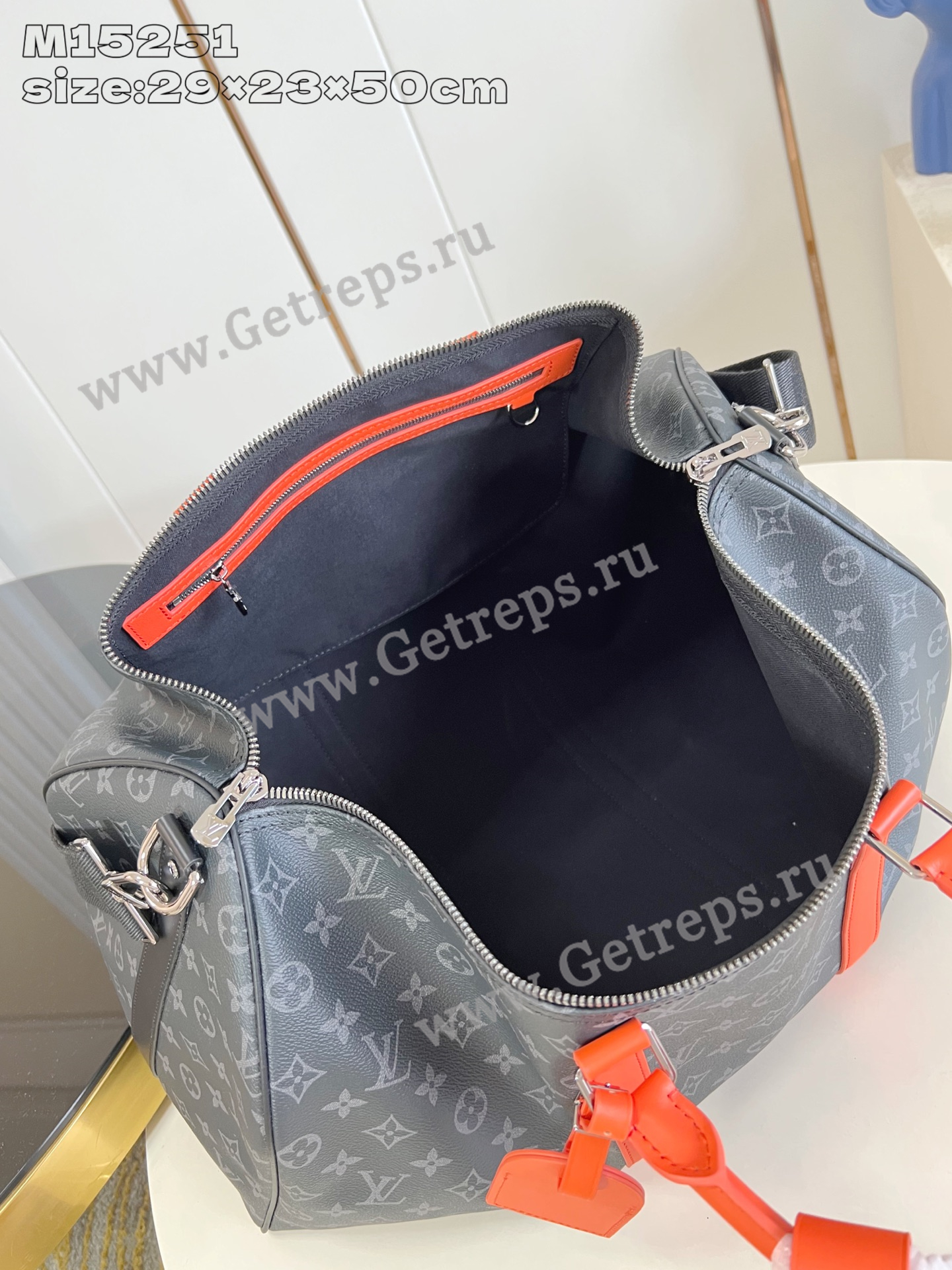 Louis Vuitton M15253 Keepall Bandouliere 50 Black Monogram Eclipse Coated Canvas
