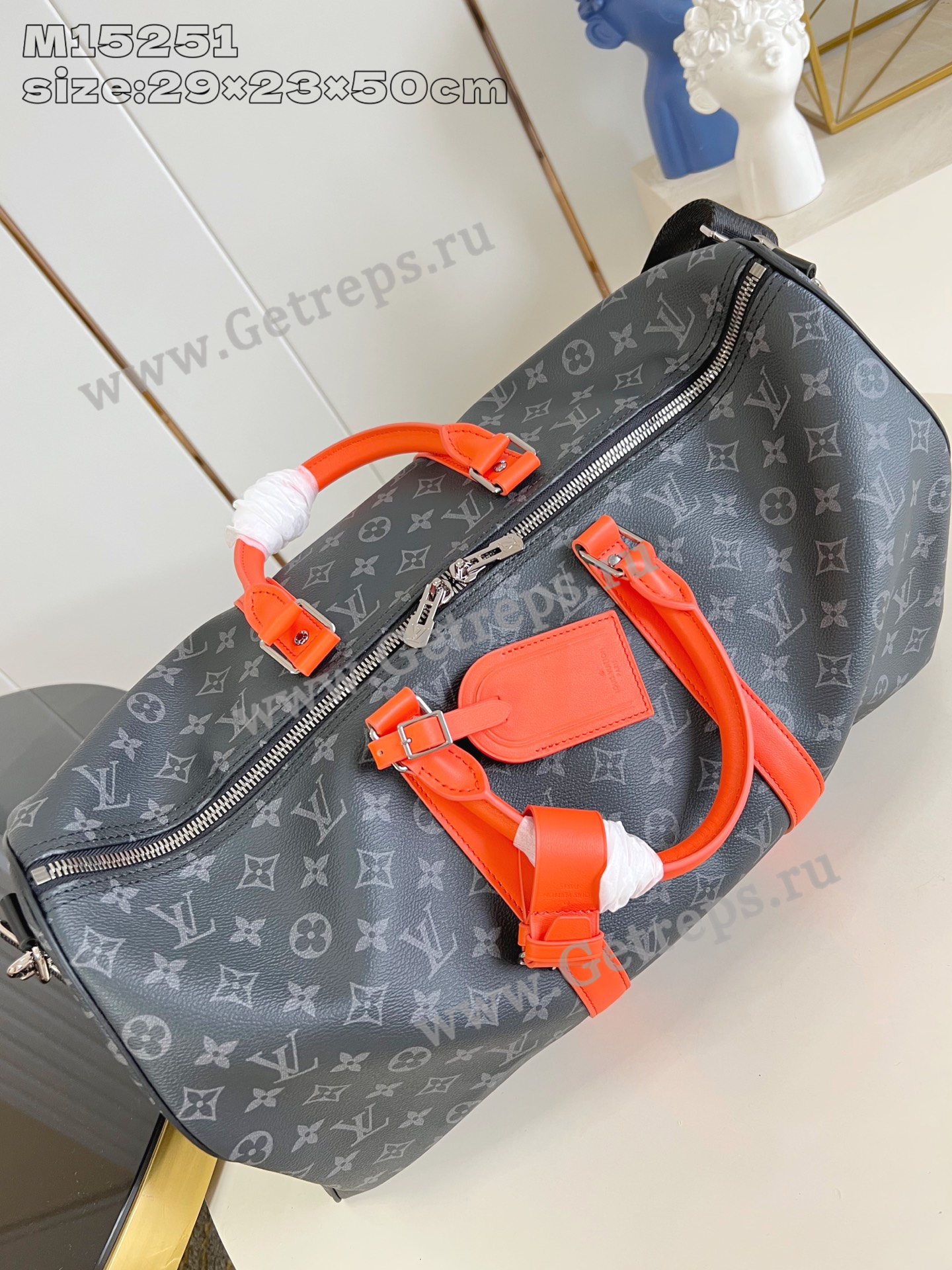 Louis Vuitton M15253 Keepall Bandouliere 50 Black Monogram Eclipse Coated Canvas