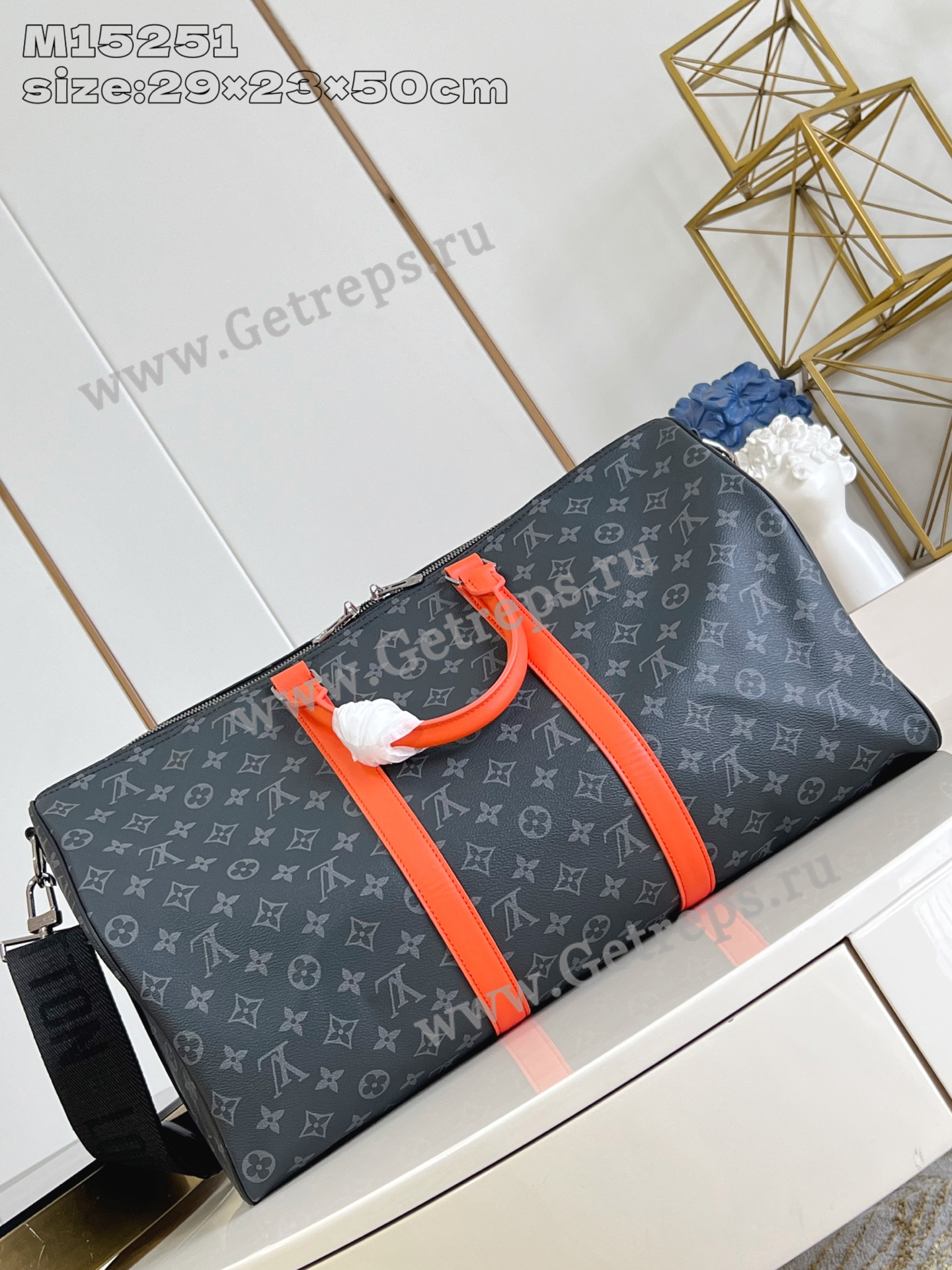 Louis Vuitton M15253 Keepall Bandouliere 50 Black Monogram Eclipse Coated Canvas