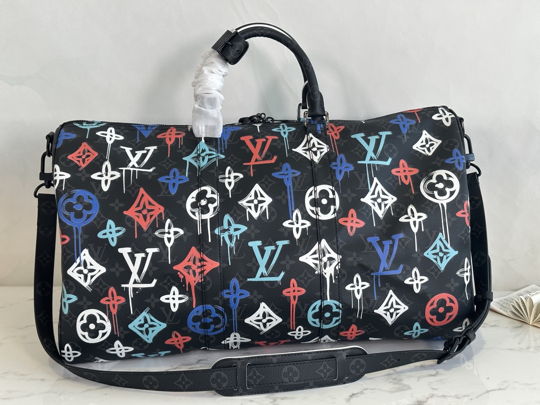 Louis Vuitton M21384 Keepall Bandouliere 50 Travel Bag LV Graffiti Orange Monogram coated canvas