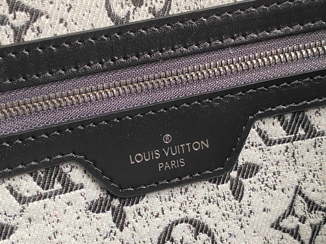 Louis Vuitton M21465 Neverfull MM Bags Denim Textile Jacquard Gray