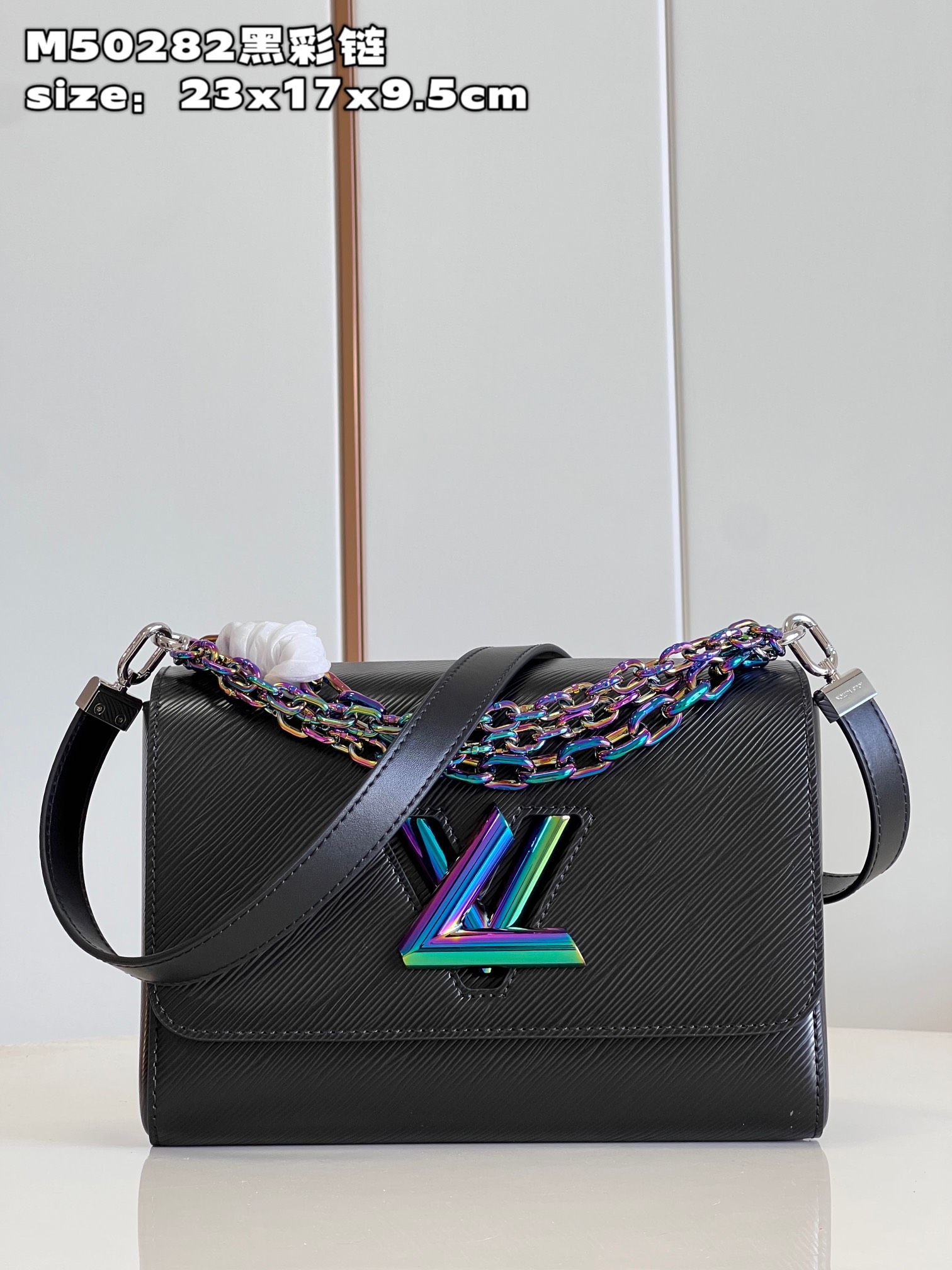 Louis Vuitton M22028 Twist PM Epi Grained Leather with an iridescent Triple Chain Black