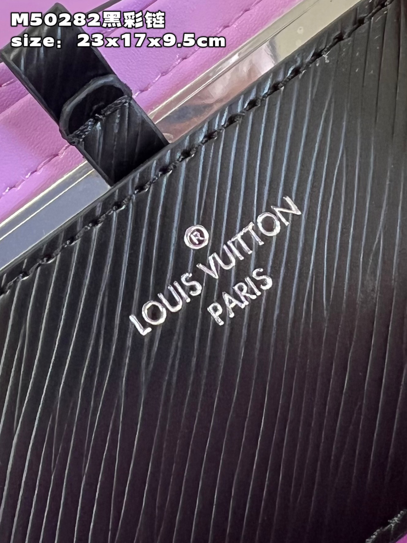 Louis Vuitton M22028 Twist PM Epi Grained Leather with an iridescent Triple Chain Black