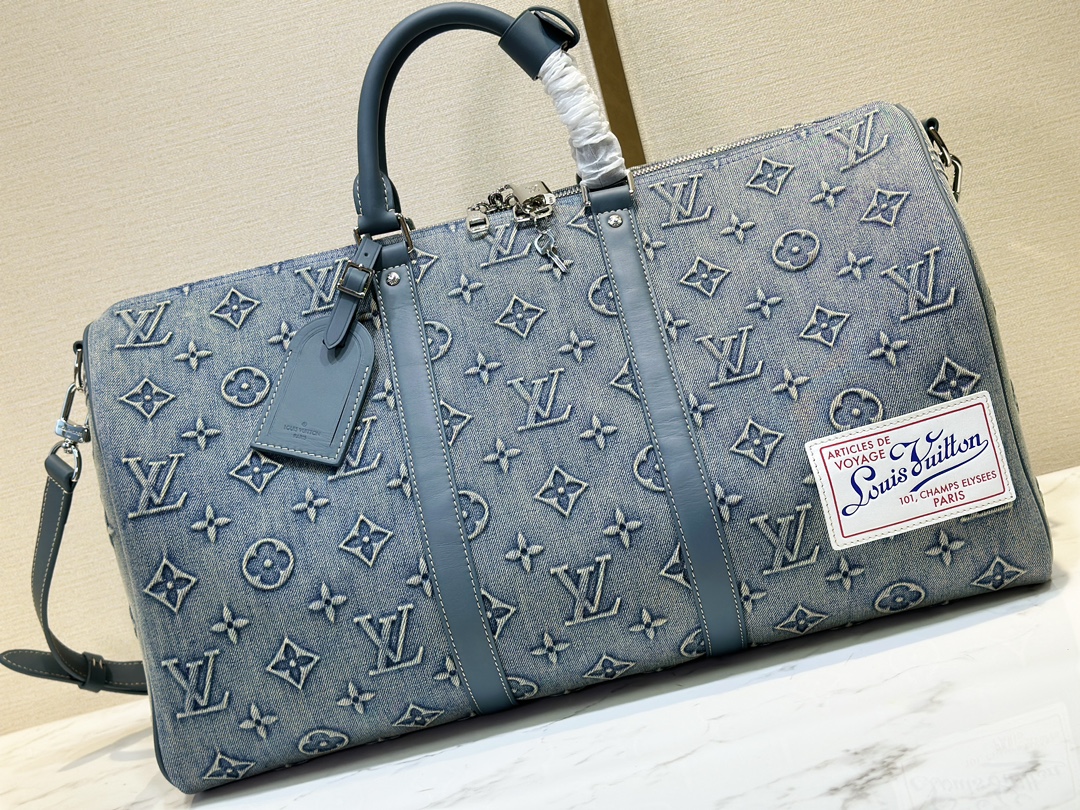 Louis Vuitton M22532 Keepall Bandouliere 50 Monogram Washed Denim coated canvas