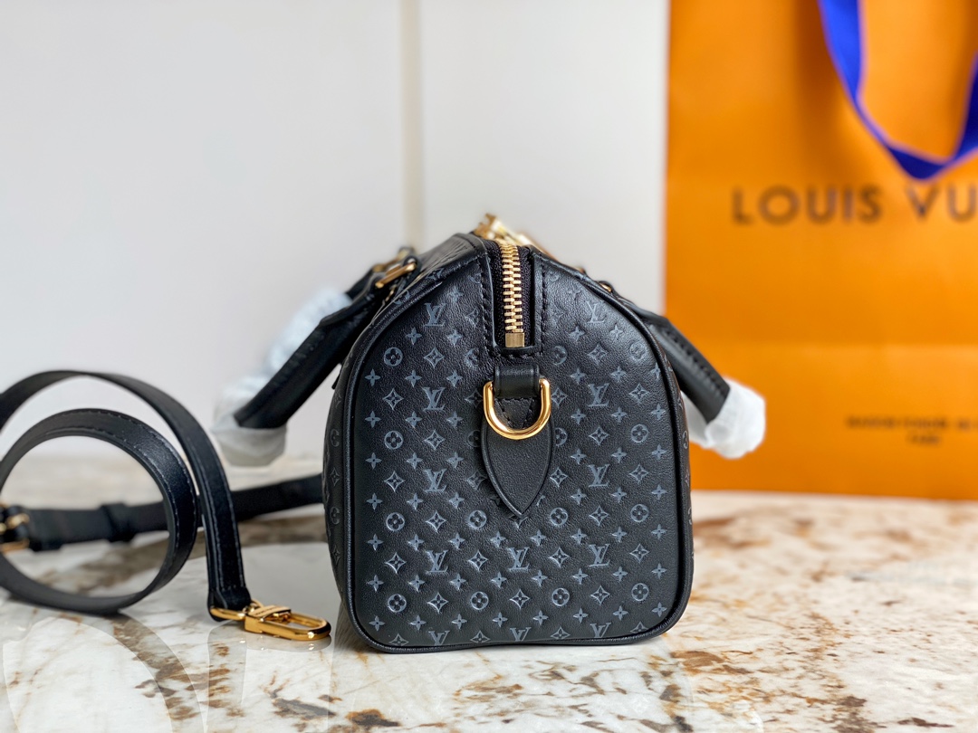 Louis Vuitton M22595 Speedy 20 Handbag Black Calfskin