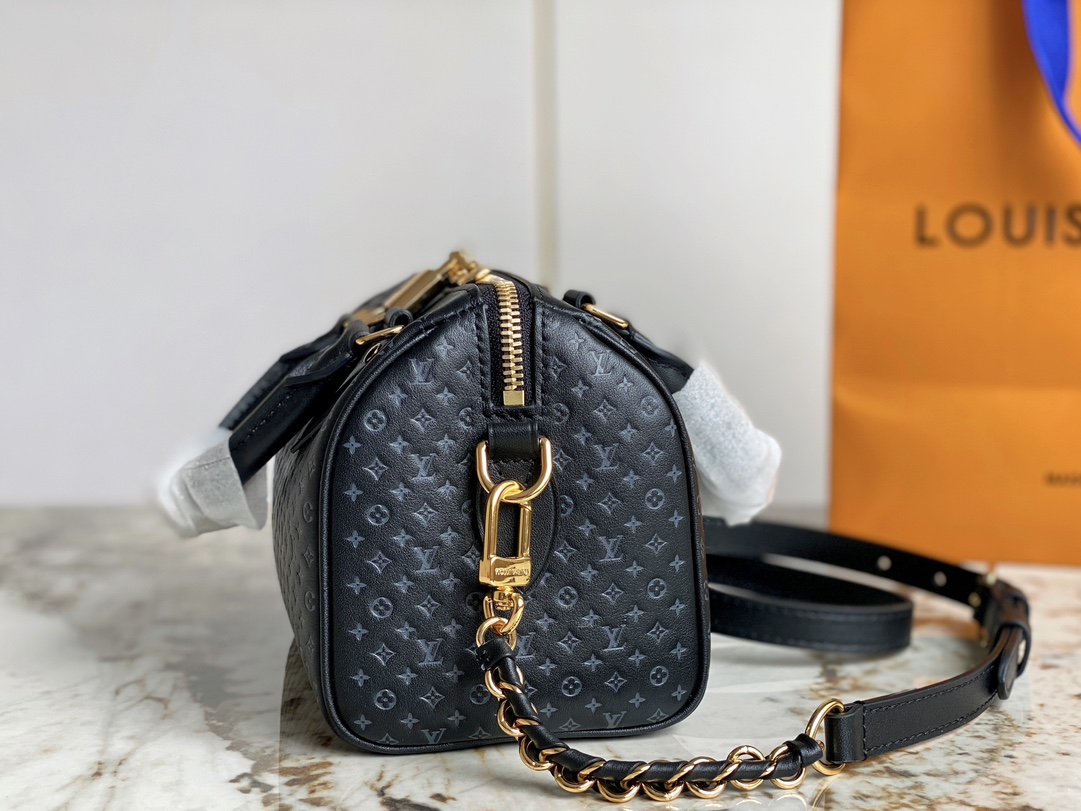 Louis Vuitton M22595 Speedy 20 Handbag Black Calfskin