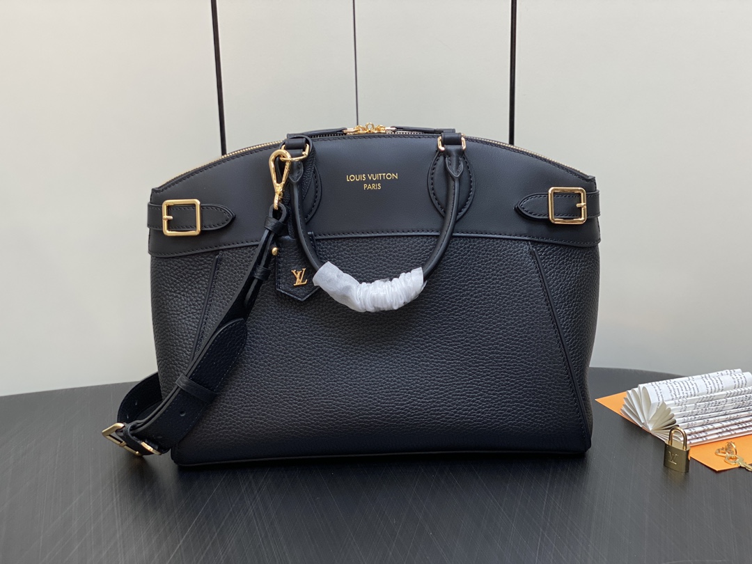 Louis Vuitton M22914 Lock It MM Taurillon Leather Smooth Calfskin Black