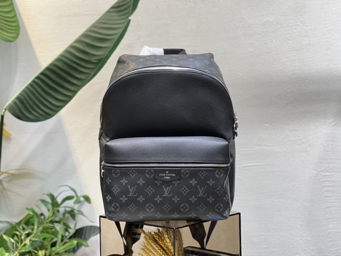 Louis Vuitton M30230 Discovery Backpack PM Taiga cowhide leather and Monogram Eclipse Coated Canvas Black