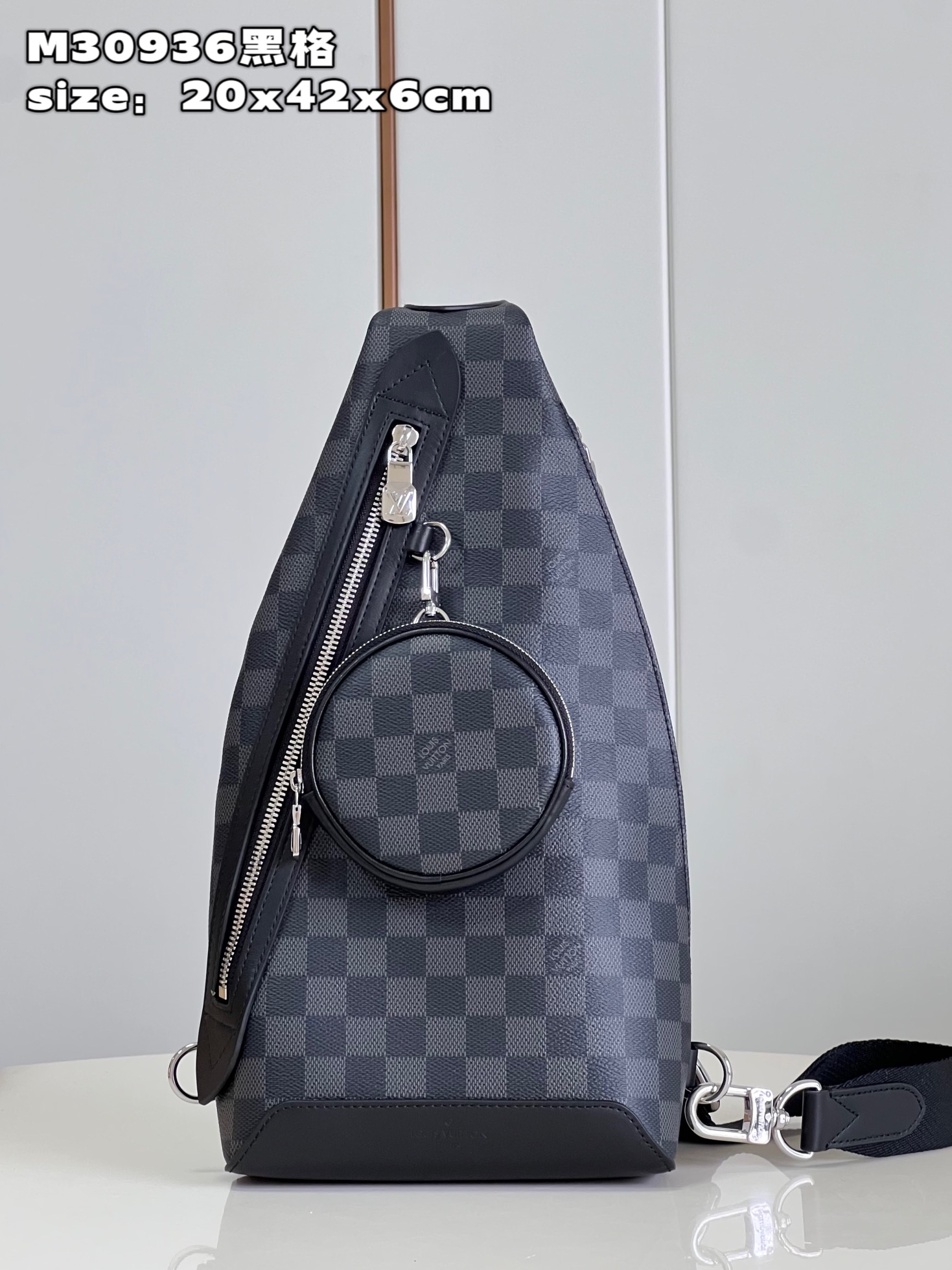 Louis Vuitton M30936 Duo Slingbag Black Monogram coated canvas and Taiga Cowhide Leather