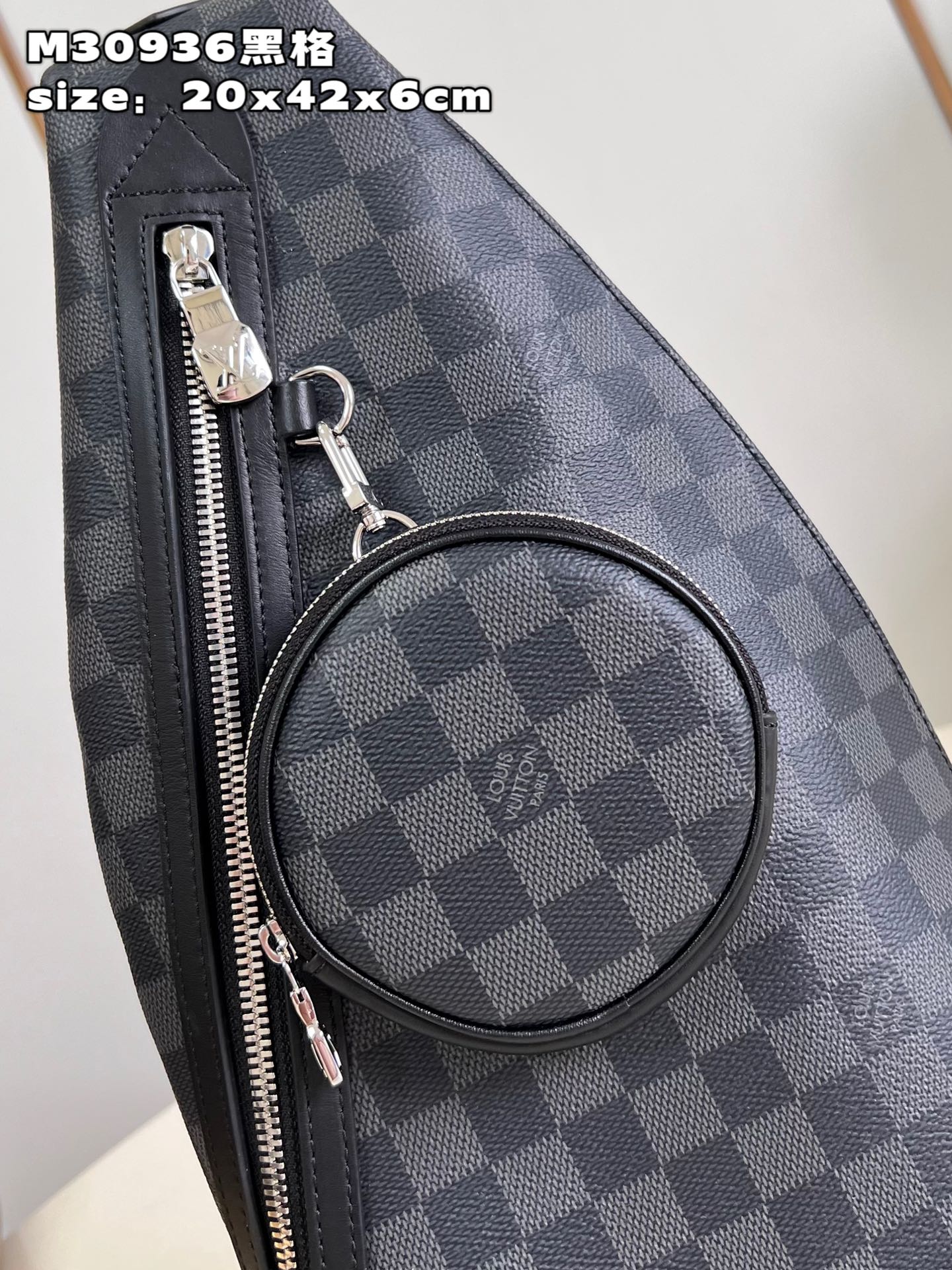 Louis Vuitton M30936 Duo Slingbag Black Monogram coated canvas and Taiga Cowhide Leather