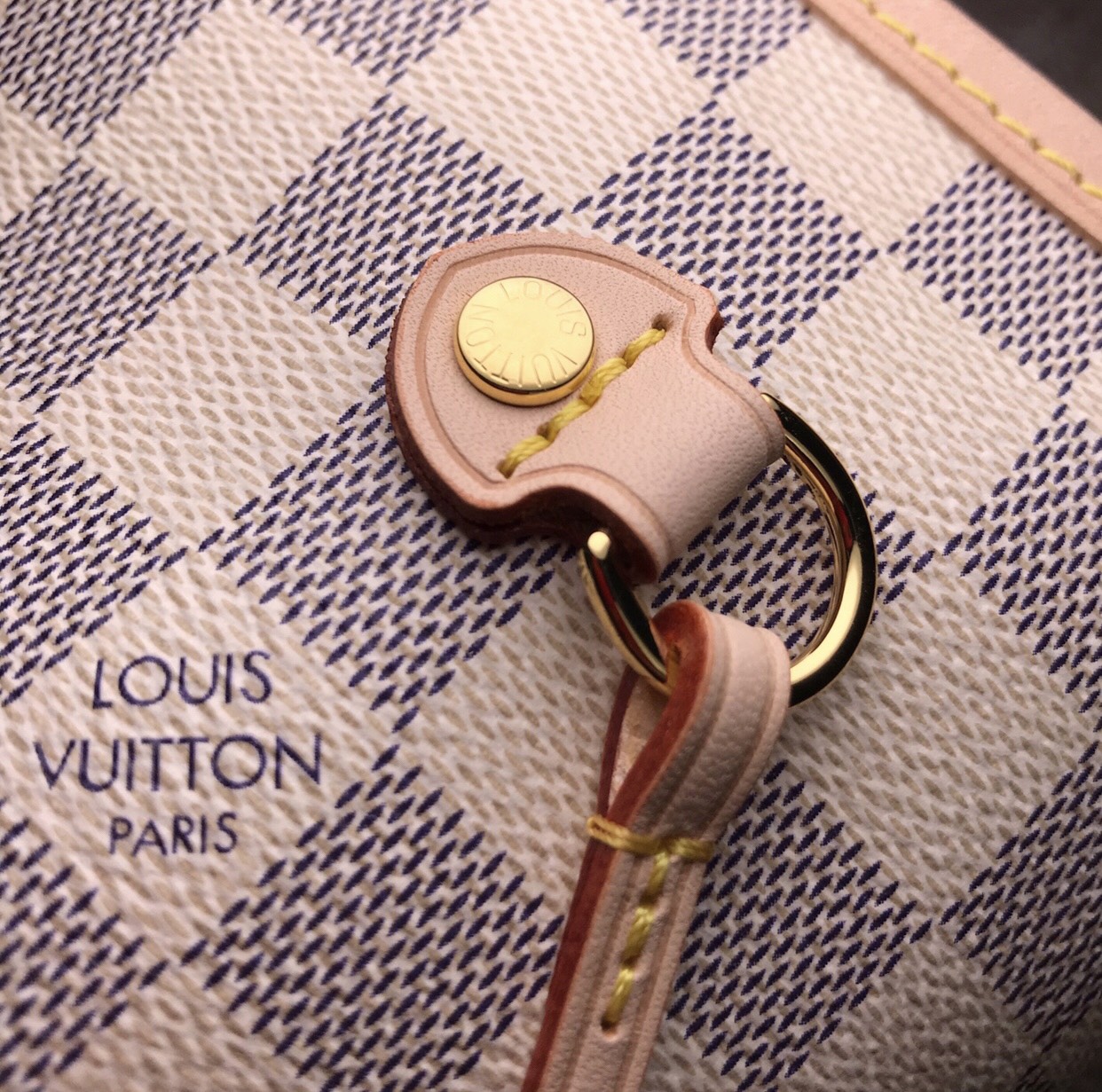 Louis Vuitton M41178 Neverfull MM Damier Azur Coated Canvas Beige