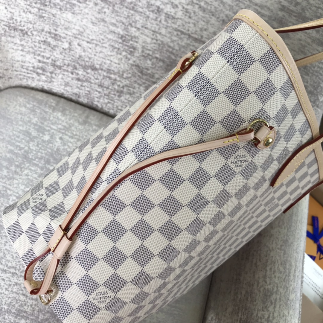 Louis Vuitton M41178 Neverfull MM Damier Azur Coated Canvas Beige