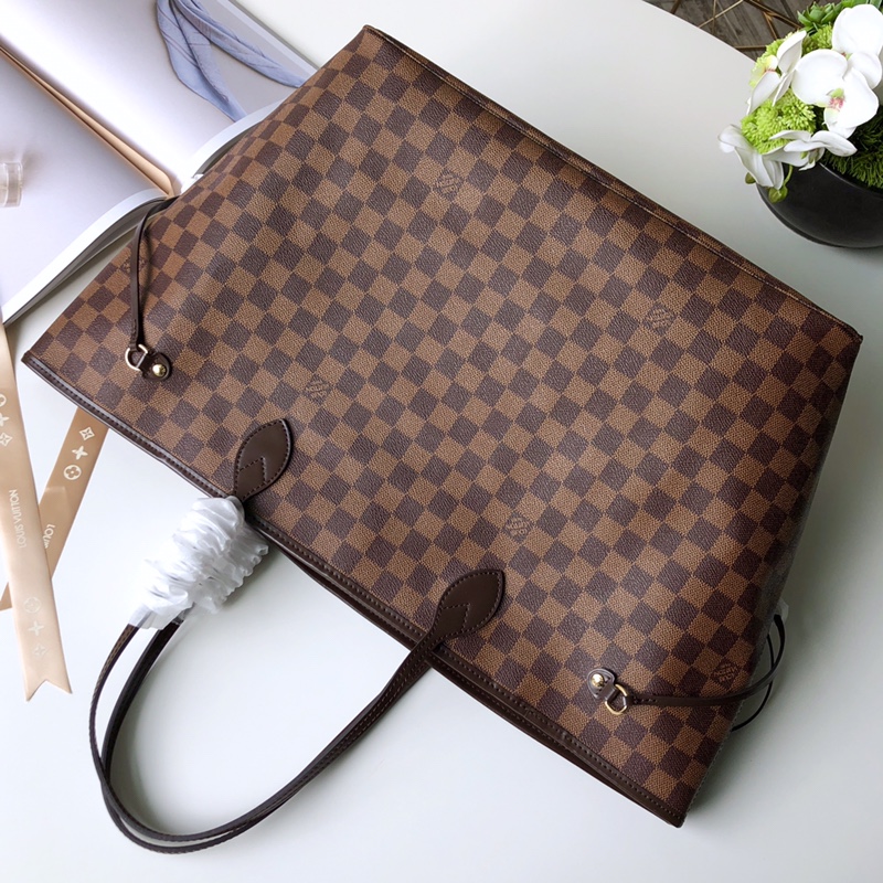 Louis Vuitton M41357 Neverfull GM Damier Ebene Coated Canvas Cerise Red