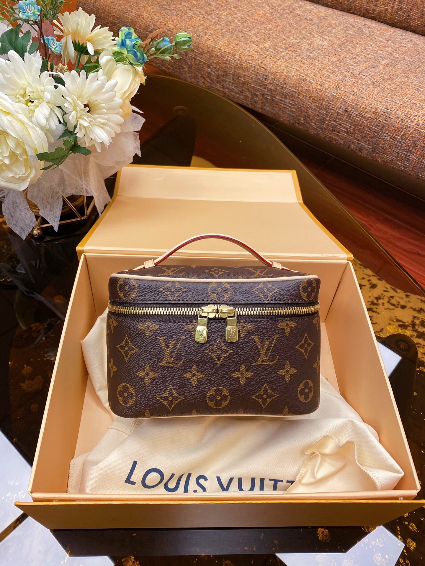 Louis Vuitton M44495 Nice Mini Beauty Case and Monogram Reverse Coated Canvas