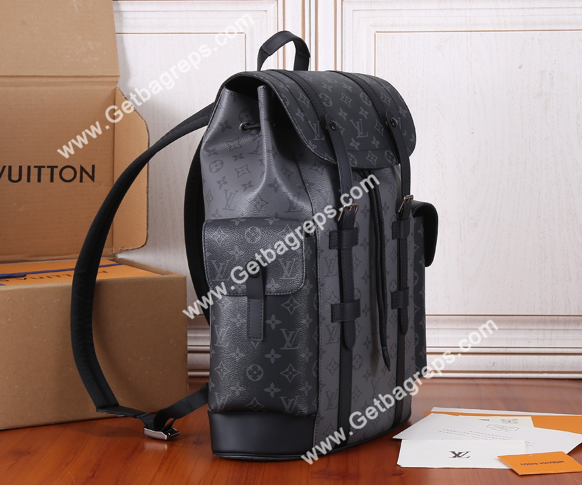 Louis Vuitton M45419 Christopher MM Backpack Monogram Eclipse Reverse 