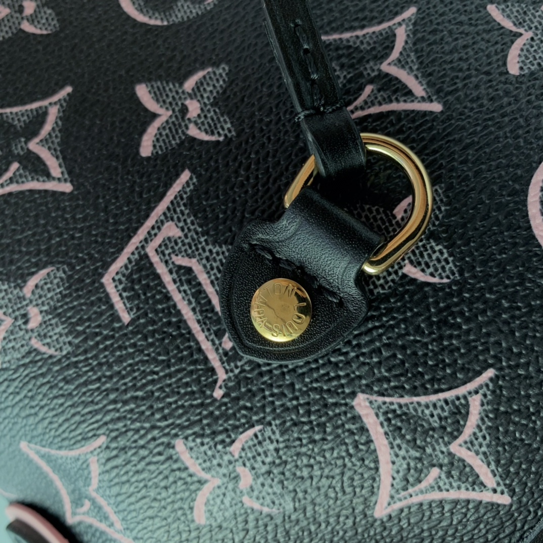 Louis Vuitton M46137 Neverfull MM Tote Bag Monogram Coated Canvas Black