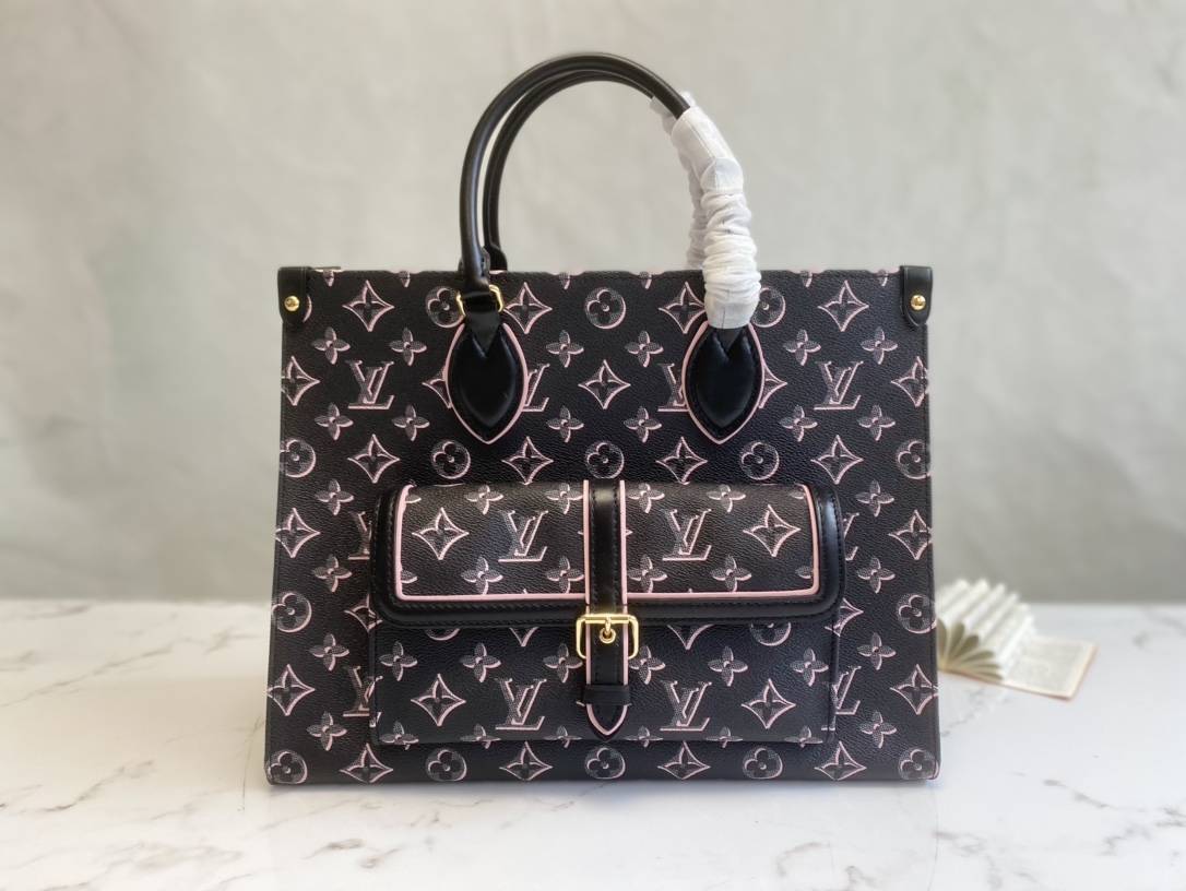 Louis Vuitton M46154 ONTHEGO MM Monogram Coated Canvas Black