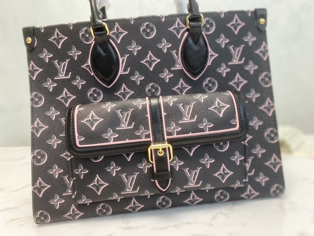 Louis Vuitton M46154 ONTHEGO MM Monogram Coated Canvas Black