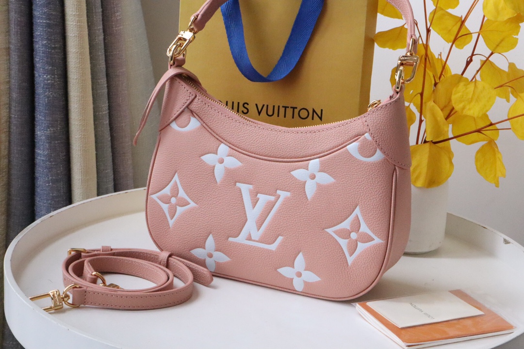 Louis Vuitton M46311 Bagatelle Mini Hobo Handbag Embossed Supple Grained Cowhide Leather Rose