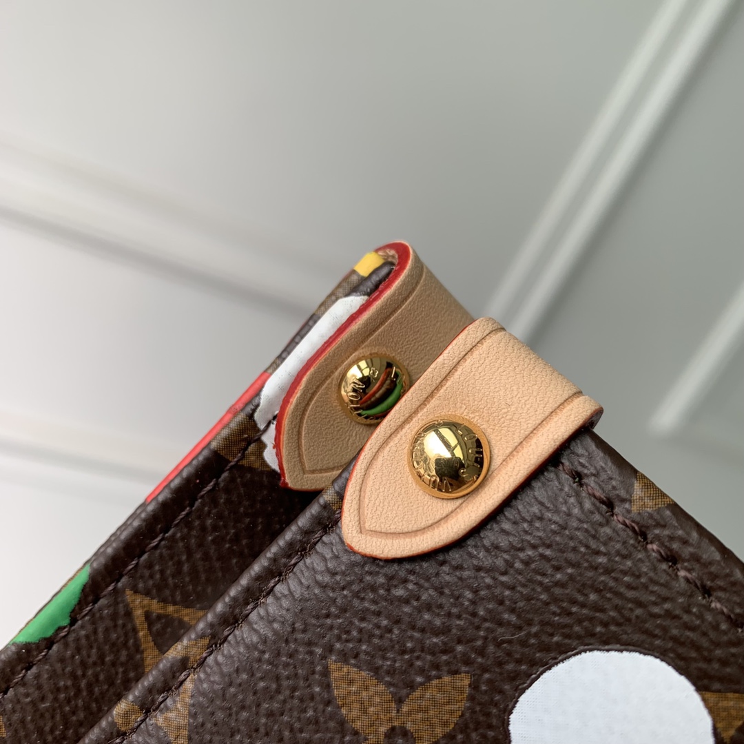 Louis Vuitton M46379 LV X YK ONTHEGO MM Monogram Coated Canvas with 3D Painted Dots Print