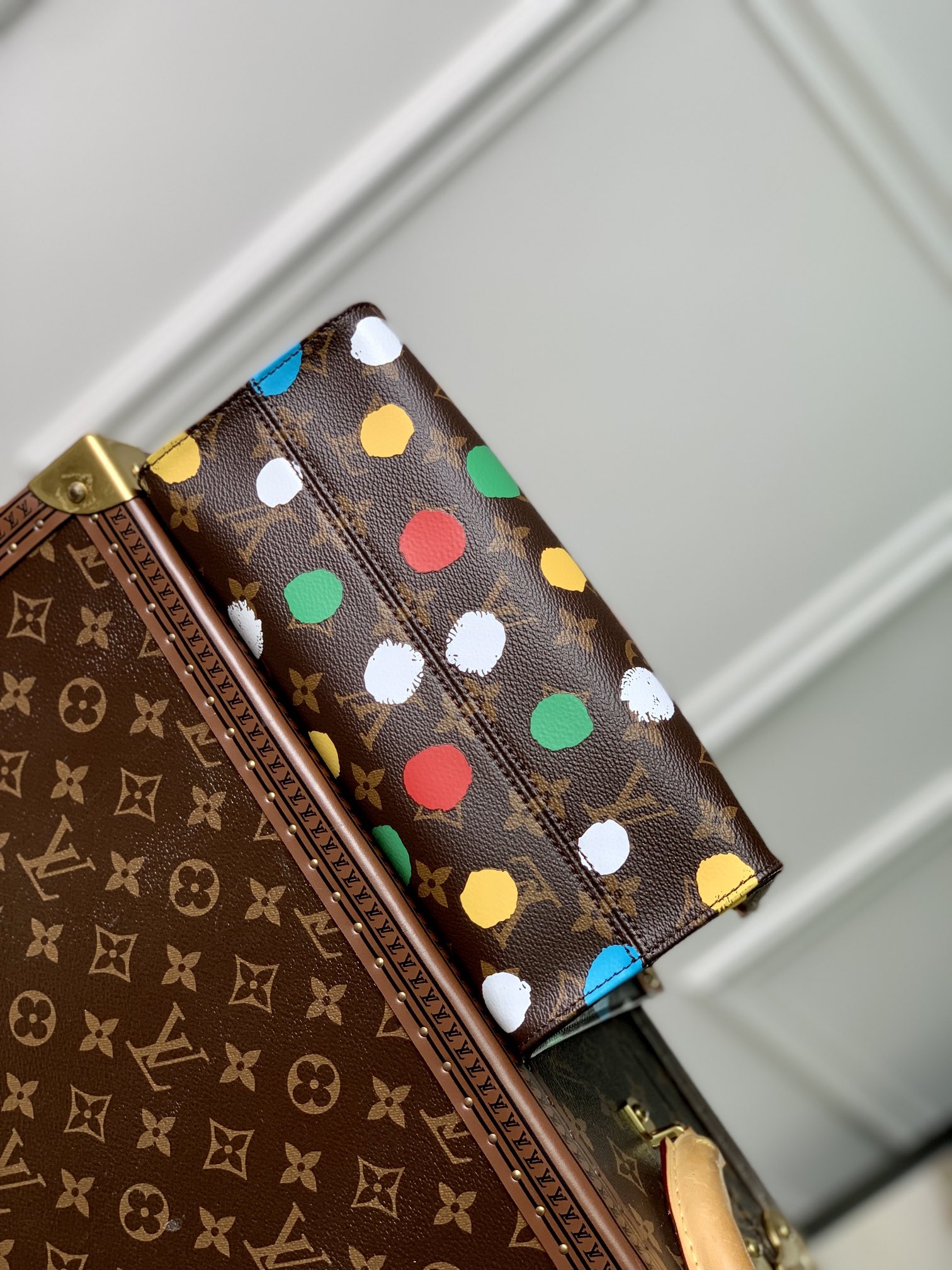 Louis Vuitton M46380 LV X YK ONTHEGO PM Monogram Coated Canvas with 3D Painted Dots Print