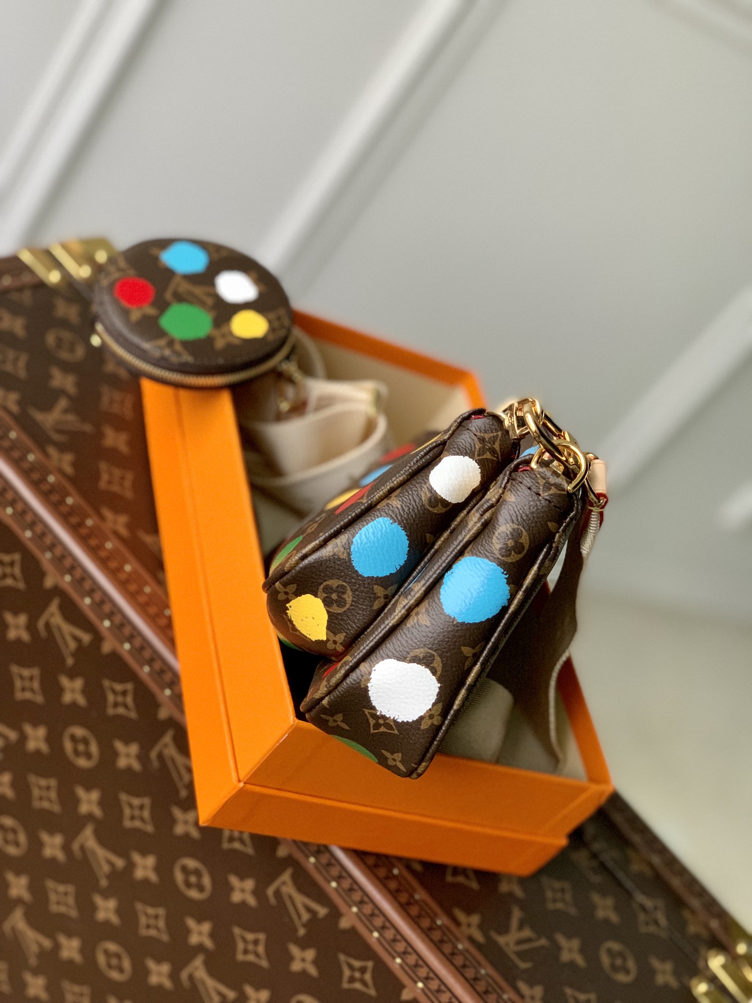 Louis Vuitton M46385 LVxYK Multi Pochette Accessoires Monogram Coated Canvas with 3D Painted Dots Print