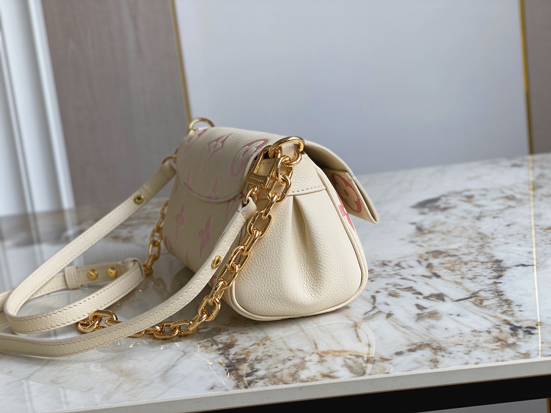 Louis Vuitton M46393 Favorite Handbag Creme and Rose Embossed Supple Grained Cowhide Leather