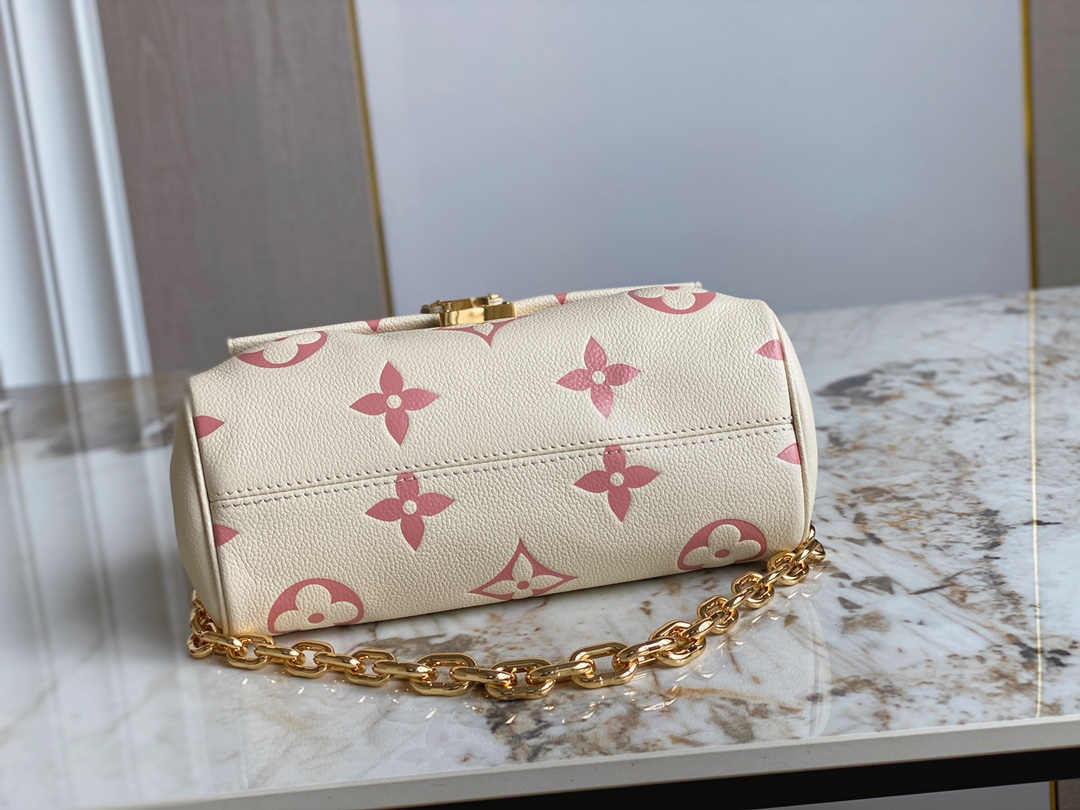 Louis Vuitton M46393 Favorite Handbag Creme and Rose Embossed Supple Grained Cowhide Leather