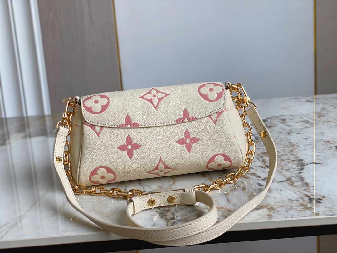 Louis Vuitton M46393 Favorite Handbag Creme and Rose Embossed Supple Grained Cowhide Leather