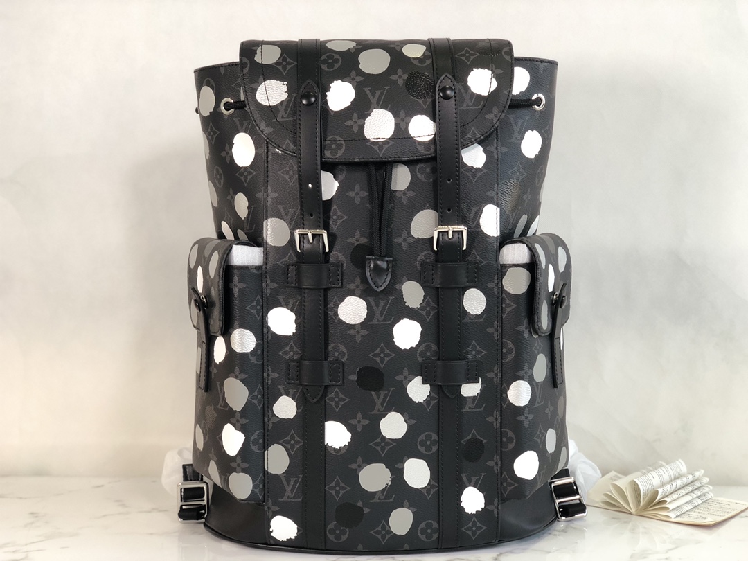 Louis Vuitton M46403 LVxYK Christopher MM Backpack Monogram cowhide with Infinity Dots print