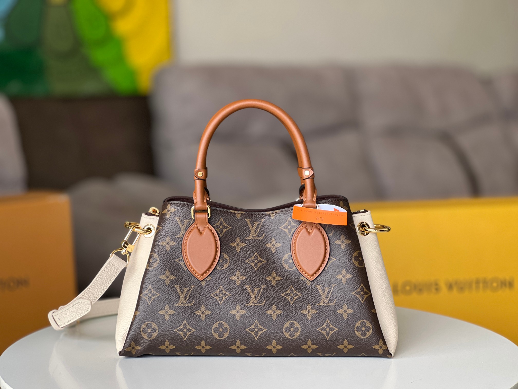 Louis Vuitton M46495 Opera BB Monogram Coated Canvas and Cowhide Leather Cream