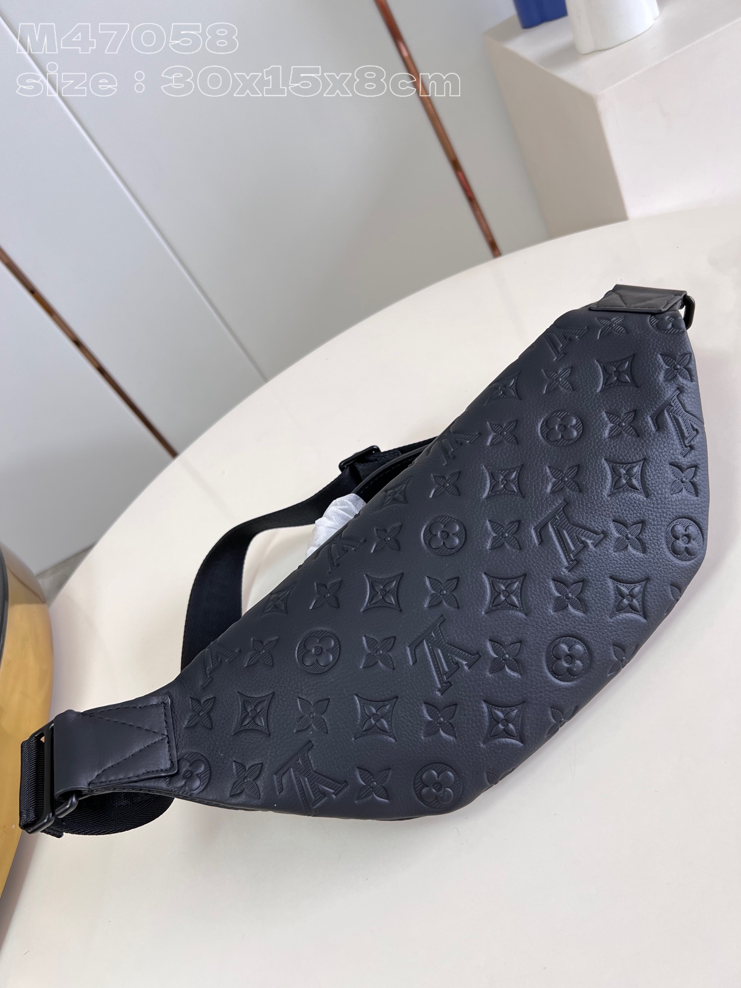 Louis Vuitton M47058 Rush Bumbag Black Monogram Shadow calfskin leather