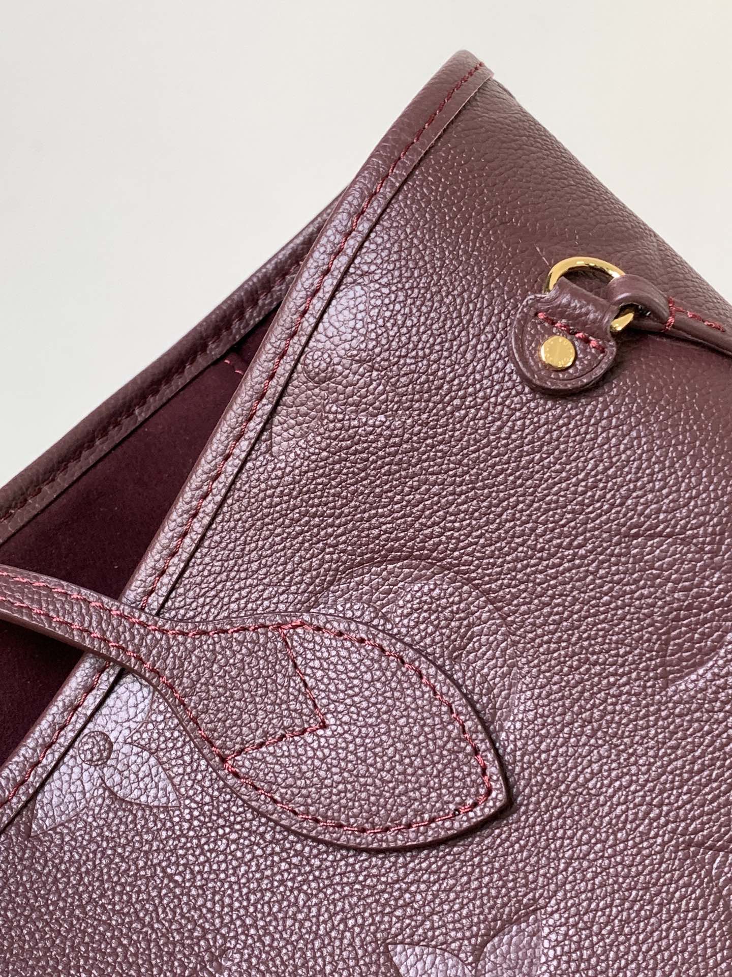 Louis Vuitton M47143 Neverfull MM Monogram Empreinte cowhide leather Dark Red