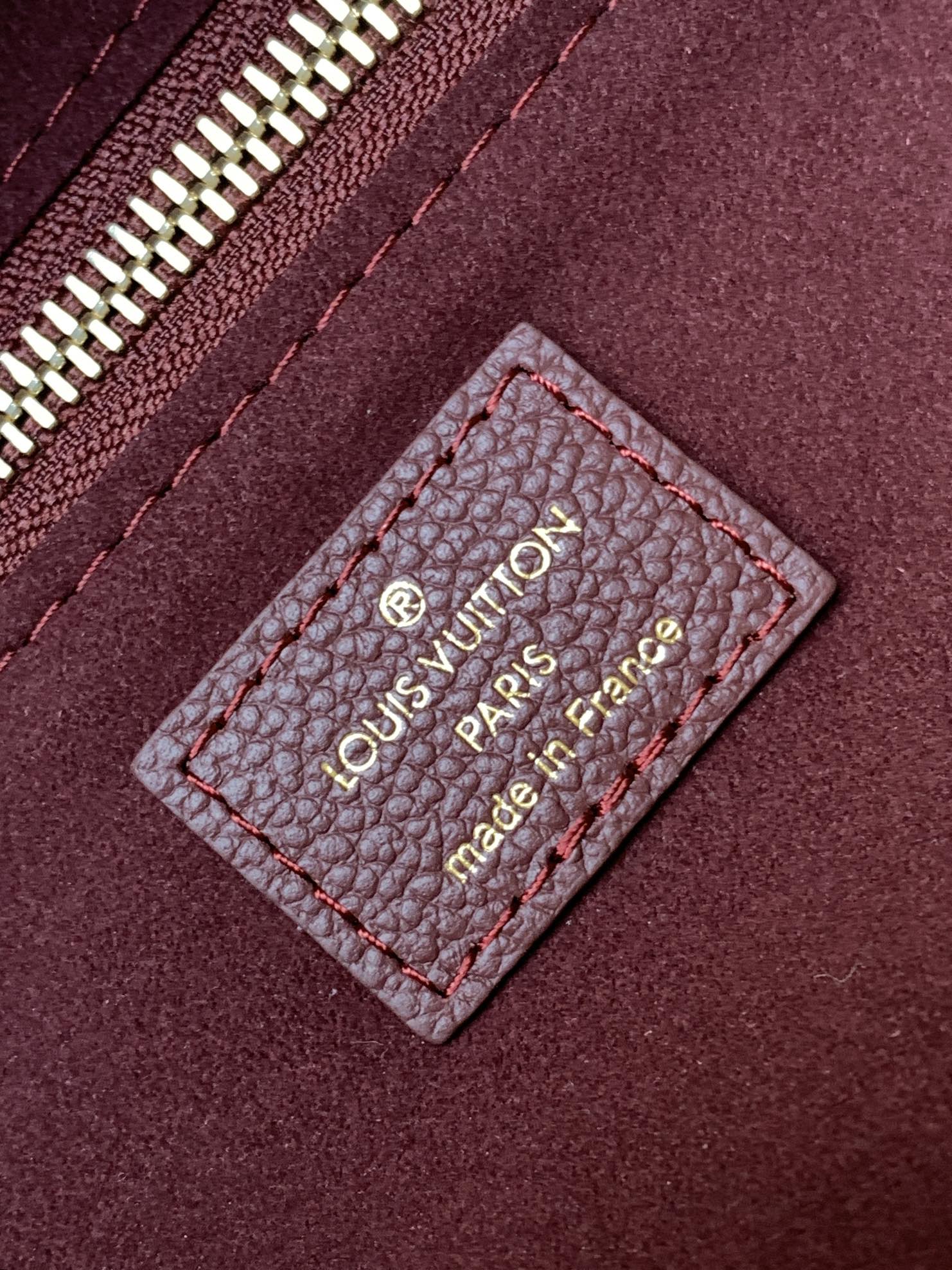 Louis Vuitton M47143 Neverfull MM Monogram Empreinte cowhide leather Dark Red
