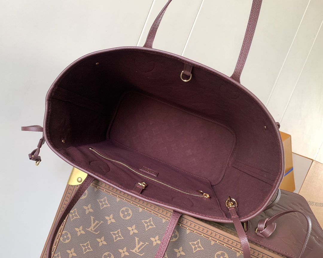 Louis Vuitton M47143 Neverfull MM Monogram Empreinte cowhide leather Dark Red
