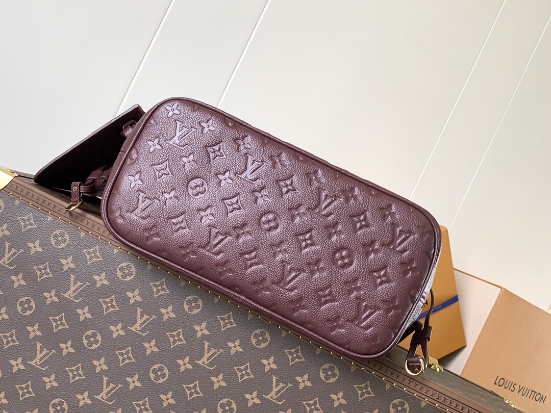 Louis Vuitton M47143 Neverfull MM Monogram Empreinte cowhide leather Dark Red