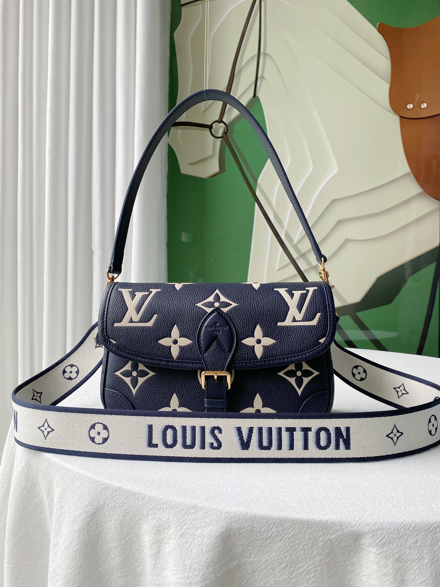 Louis Vuitton M47161 Diane Bicolor Monogram Empreinte Leather Blue