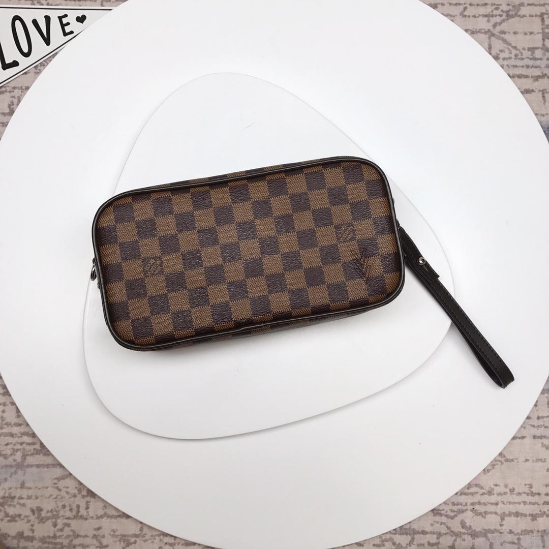 Louis Vuitton M47543 Men Clutch Bag Damier Ebene Canvas