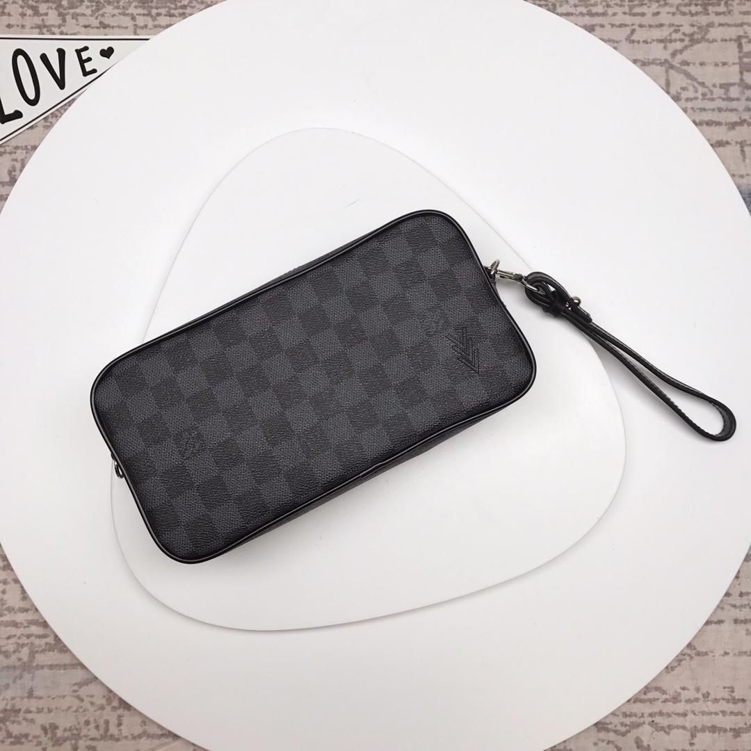 Louis Vuitton M47543 Men Clutch Bag Damier Graphite Canvas