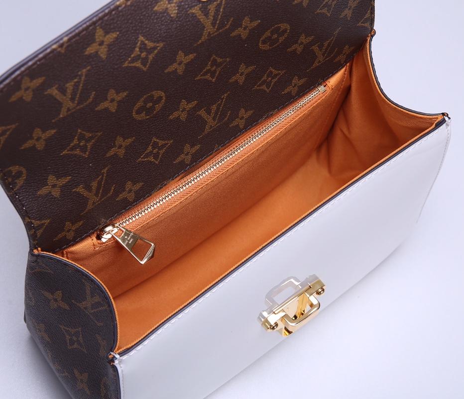 Louis Vuitton M53352 Cherrywood Handbag and Removable Strap Monogram Canvas Blanc