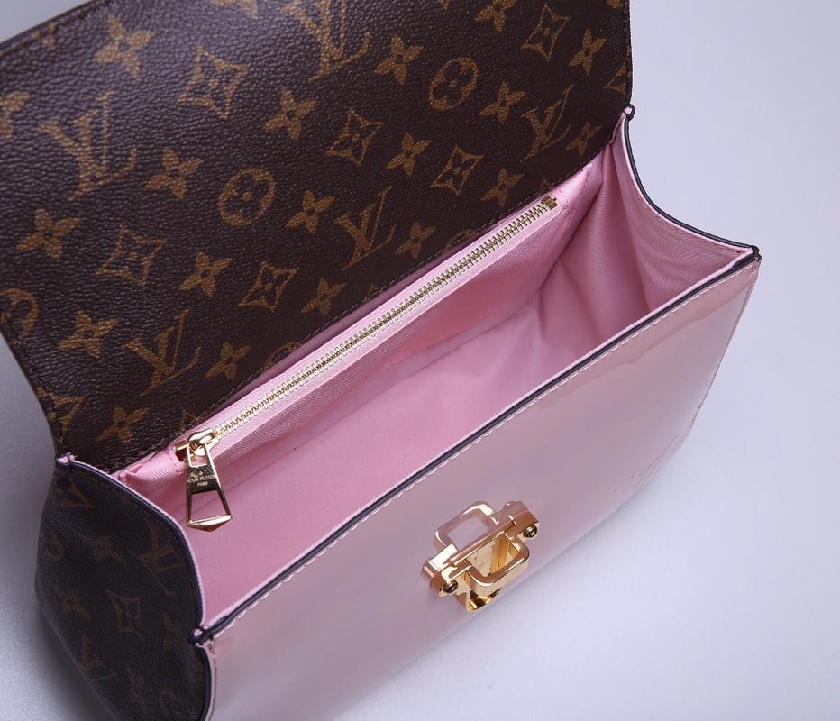 Louis Vuitton M53355 Cherrywood Handbag and Removable Strap Monogram Canvas Rose Ballerine