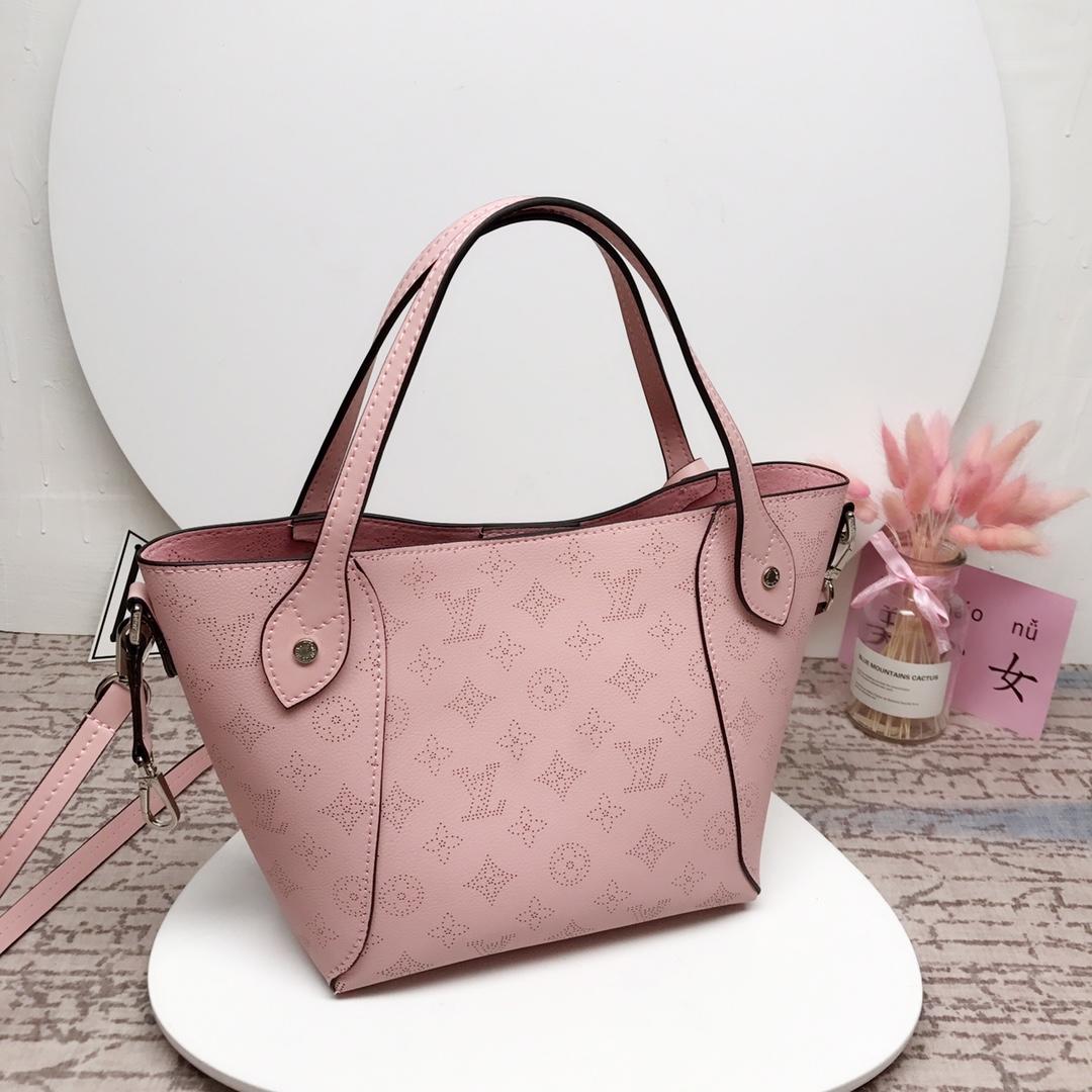 Louis Vuitton M54353 Hina PM Mahina Perforated Calf Leather Handbag Pink