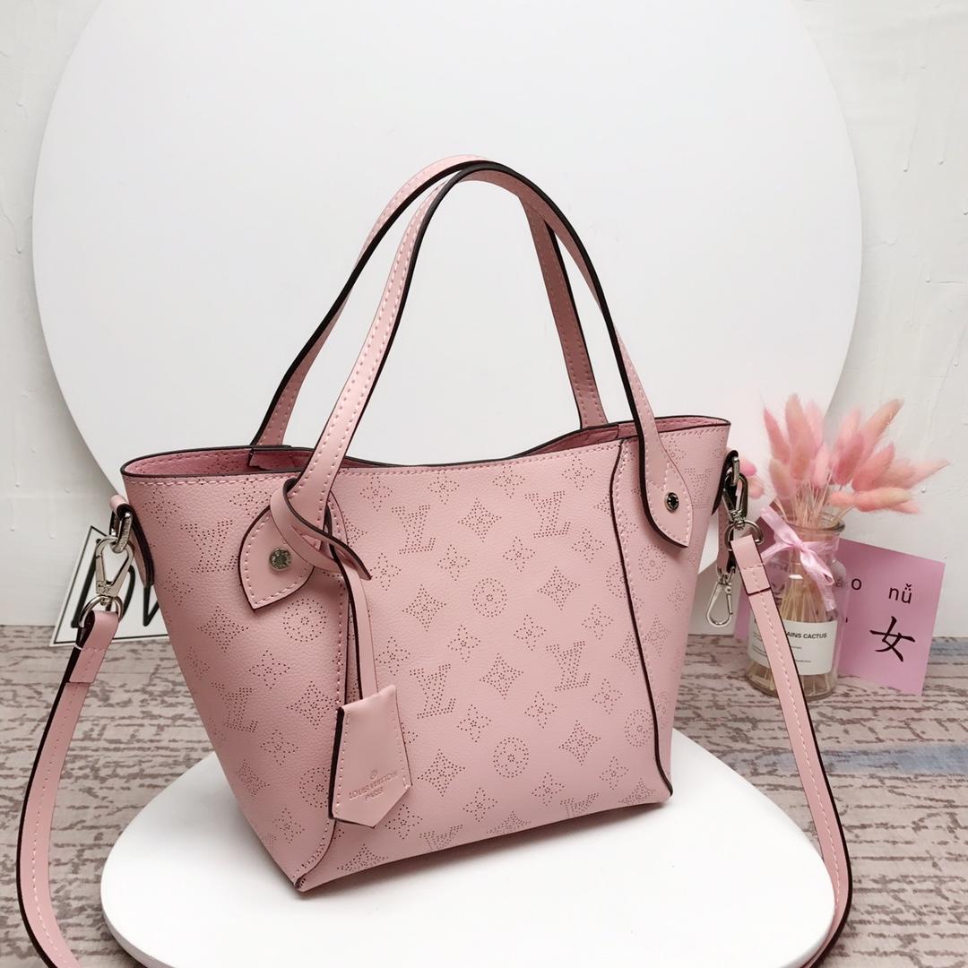 Louis Vuitton M54353 Hina PM Mahina Perforated Calf Leather Handbag Pink